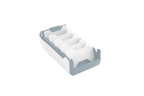 TimeTEX - Karteikasten aus robustem Kunststoff, A8, Halbtransparent mit einschiebbarem Deckel, 5-Fächer-Lernmethode, 20x9x6,5cm, Farbe: grau – Ansicht 2