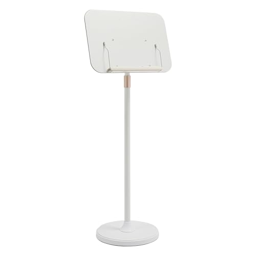 Portable Floor Lectern Podium Stand for Speech, Presentation, Adjustable Height for Laptop, Book or Sheet Music (White)