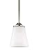 Seagull Sea Gull 6124501EN3-962 Transitional One Light Pendant from Hanford Collection in Pwt, Nckl, B/S, Slvr. Finish, Brushed Nickel