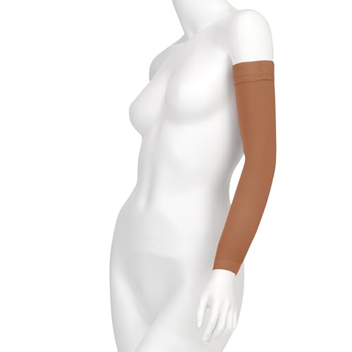 Image of Juzo Soft 2001, Compression Armsleeve with Silicone Top Band, 20-30 mmHg, Max, Regular, 1 (I), Cinnamon