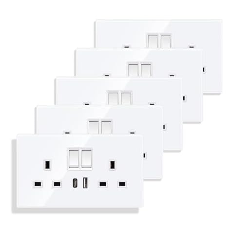 JIMEIDA Double Switched Socket with USB Ports Cover