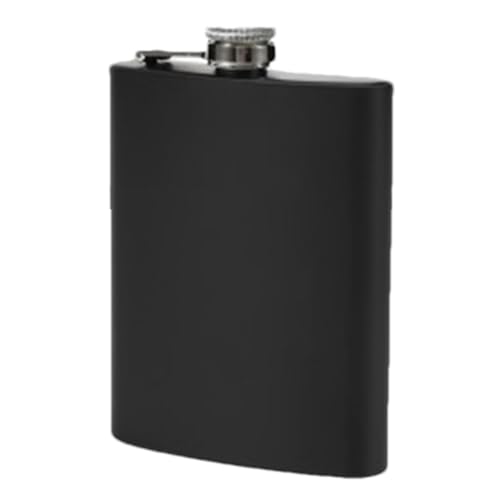 Fiaschetta per liquori – 200 ml nero opaco, in acciaio, tappo a cerniera a tenuta stagna, perfetta per uomini, viaggi, feste, fidanzato, marito, padre, fratello, fidanzato, contenitore per alcol