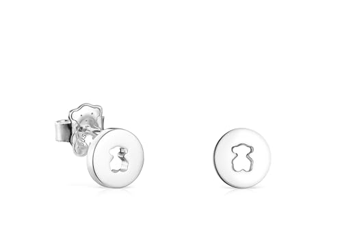 TOUS Aretes de Plata de Primera Ley para Mujer, con Motivo de Oso Calado de 0,8cm, Versátiles y Atemporales, Colección Glory, 0,8 cm, Plata de ley, No aplicable