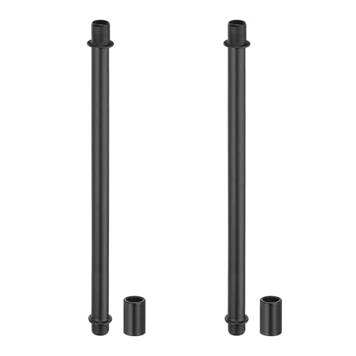 Image of PATIKIL Straight Pipe Lamp Stems Rod Kit, 2 Set M10 Carbon Steel 170mm(6.69 inch) Long Double End Thread Rod with Coupling Nuts Sleeve Connector for Table Lamps Chandeliers,Black