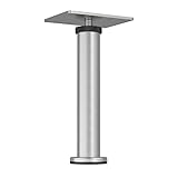 Richelieu Hardware 64217150155 5 15/16 in (150 mm) Round Furniture Leg with Levelling Glide, Satin Nickel, 1 Count (Pack of 1)