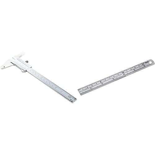 Mitutoyo MIT530-104 Vernier Caliper, 0mm-150mm/0-6 Range & Rolson 50822 150 mm Stainless Steel Ruler