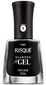 Esmalte Risqué Diamond Gel Preto Caviar Cremoso 9, 5ml, Risqué, P...