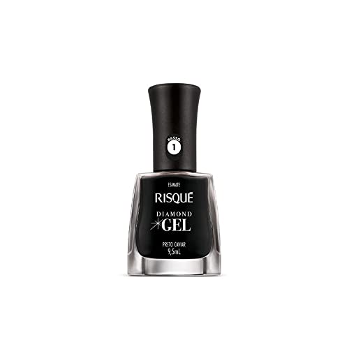 Esmalte Risqué Diamond Gel Preto Caviar Cremoso 9, 5ml, Risqué, PRETO CAVIAR, 9.5 ml