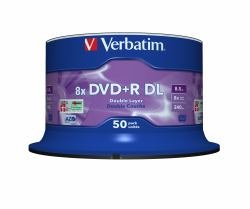 1 x 50 Verbatim DVD+R Dual Layer 8 x Speed, 8,5 GB matt, silberfarben