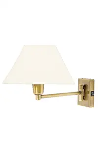 Fos Lighting Wall Sconce, Antique/Oxidized(corded-electric, Brass and Fabric Shade)