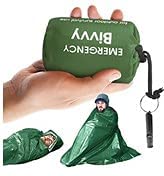 Idefair Saco de Dormir de Emergencia con Silbato de Supervivencia Impermeable Ligero Equipo de Supervivencia Manta Bolsas para Senderismo Caza Camping Mantener Caliente Cover