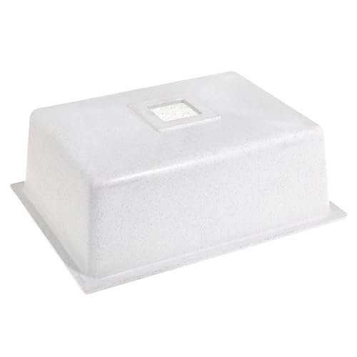 Image of Fossa 10-Year Warranty Pure Quartz Kitchen Sink 24 x 18 Inch | Single Bowl Granite Sink | Includes Waste Coupling, Waste Pipe & Strainer | Top Mount | White Matte Finish
