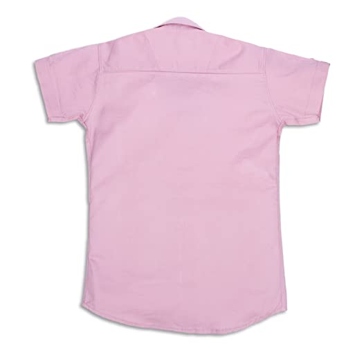 Image of Kids Stylish Solid Cotton Spread Half Sleeves Collar Regular Fit Shirt|| Formal Boys Shirt || Casual Wear Buttoned Shirt for Boys Pink