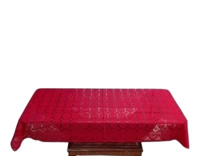 6 Seater PVC Table Cover | Self-Design with Golden Lace Border Table Cover_048_Maroon-image-31