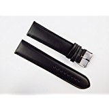Jewellers Tools Black 20Mm Extra Long Genuine English Calf Grain Leather Watch Strap Padded Ss Buckle Xl