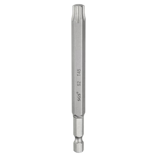 HARFINGTON T45 Torx Head Screwdriver Bit 1/4 Hex Shank 4 (100mm) Long Magnetic No Hole Tip Tamper Proof 6 Point Star Screw Driver Drill Bits S2 Steel Industrial Power Screwdrivers
