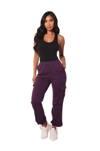 ShoSho Womens Cargo Joggers Pants Buttery Soft Sweatpants with Cargo Pockets