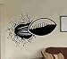 Dabbledown Decals Football Ripping Bursting Through Wall Vinyl Wall Decal Sticker Art Sports Kid Children Ball Nursery Boy Teen Sticker Wall Mural Art Graphic Sports Teen Kid Nursery