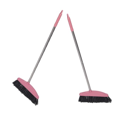 Cabilock 2pcs Stainless Steel Broom Hard Broom Angle Broom Sidewalk Broom Upright Broom Commercial Broom Hair Sweeping Broom Standing Broom Room Cleaning Broom Dust Brush Pink Plastic