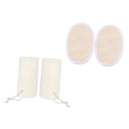 DEARMAMY 4 Piezas Toalla De Baño De Lufa Cuerpo Suave Limpieza Lofah Ducha Neto Exfoliante Suministros De Baño Cepillo De Lufa Cepillo De Baño Herramienta De Baño Toalla De Fregar Beige