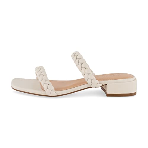 Cushionaire Women's Neptune Braided Low Block Heel Sandal +Memory Foam, Ivory 8 #TOP1