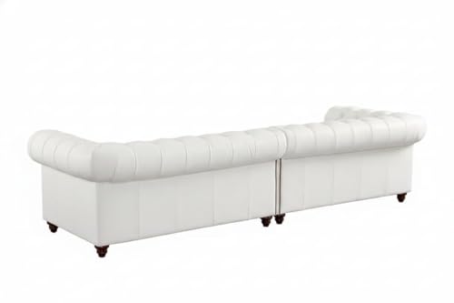 Image of Modern Classic Design Leatherette Luxury Chester Sofa Set with Button Tufted, Sofa for Living Room Home, Office and Lobby (White, 4 Seater Sofa)