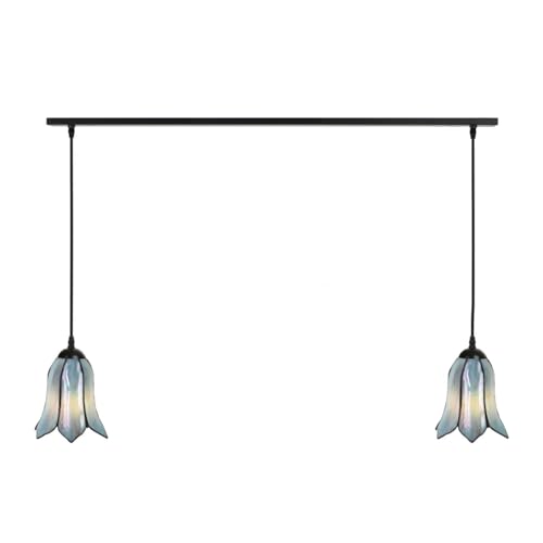 Lampes Tiffany gentian bleu sur poutre de plafond Art Deco Trade pour salon