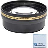 eCost Pro Series 58mm 2.2X High Definition AF Telephoto Lens + Microfiber Cloth for Canon EF-S 18-55mm 3.5-5.6 is II, EF-S 18-55mm 3.5-5.6 is STM, EF 75-300mm 4-5.6 III USM and Other Models