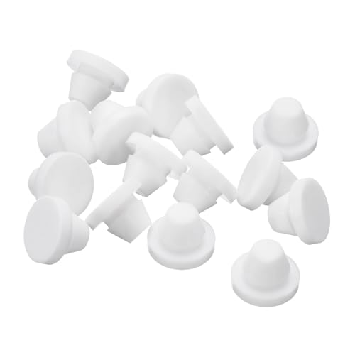 Image of uxcell 16 Pcs Silicone Plugs, Rubber Round Snap in Locking Hole Plugs for 8-8.5mm Hole, Hole Stoppers Waterproof Hole Plug for Metal Tube, Furniture End Caps Inserts, White