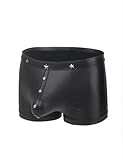 ohmydear Mens Sexy Underwear Boxers Mankini Briefs Punk Rivets Bulge Pouch Trunks Rave Shorts Male Lingerie Outfits Underpants for Men UK XL Black - Image 6