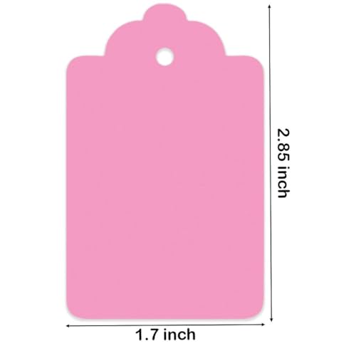 Image of CVANU 100pcs Premium Color Tag Blank Hanging with Pre-Punched Hole Tags for DIY Crafts, Gift Wrapping, Labelling & Writable Decorative Tags for All Occasions (2.85in X 1.7in) Pink