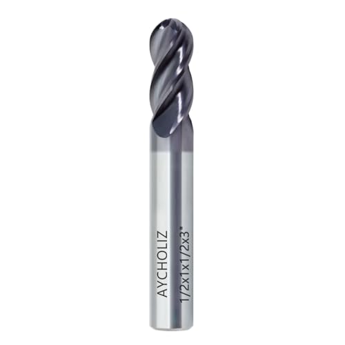 Image of 1 /2 inch Ball Nose Carbide End Mill 4Flutes Carbide Milling Cutter HRC55 CNC Router Bits with AlTiN Coated for Alloy Steel