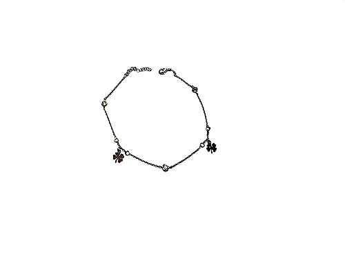 Tobillera plata 925 trébol de alta joyería con circonitas engastadas