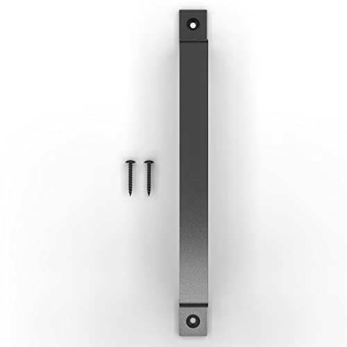 Image of 12 Inch Straight Bar Barn Door Handle - Black Cast Iron Pull for Sliding Doors, Gates, Sheds, Fences, Closets - Indoor Outdoor Farmhouse Hardware