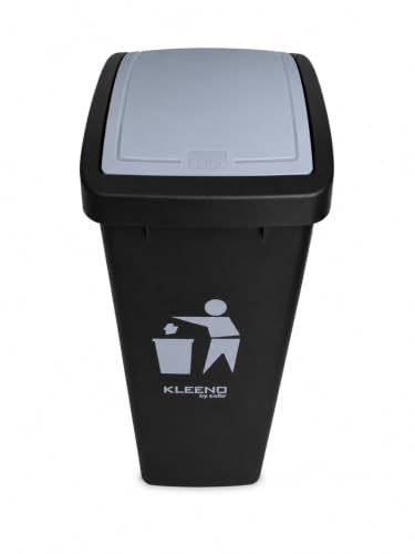 Image of Kleeno Cello Plastic Swing-Lid Garbage Dustbin 48 Ltr, Grey-Black