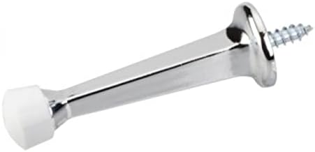 Hardware Resources Polished Chrome Solid Rigid Door Stop w/ White Rubber Tip : DS03-PC