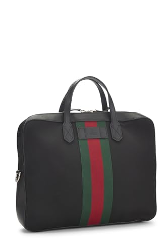 Pre-Loved Black Techno Canvas Web Briefcase, Black2
