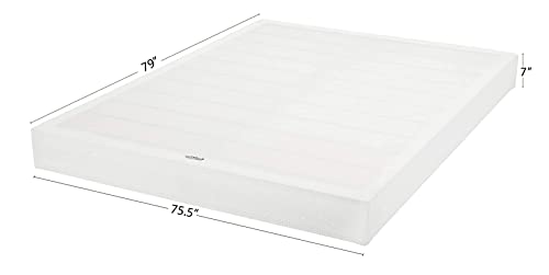 Amazon Basics Smart Box Spring Bed Base, 7 Inch Mattress Foundation, King Size, White, Tool-Free Easy Assembly #TOP2