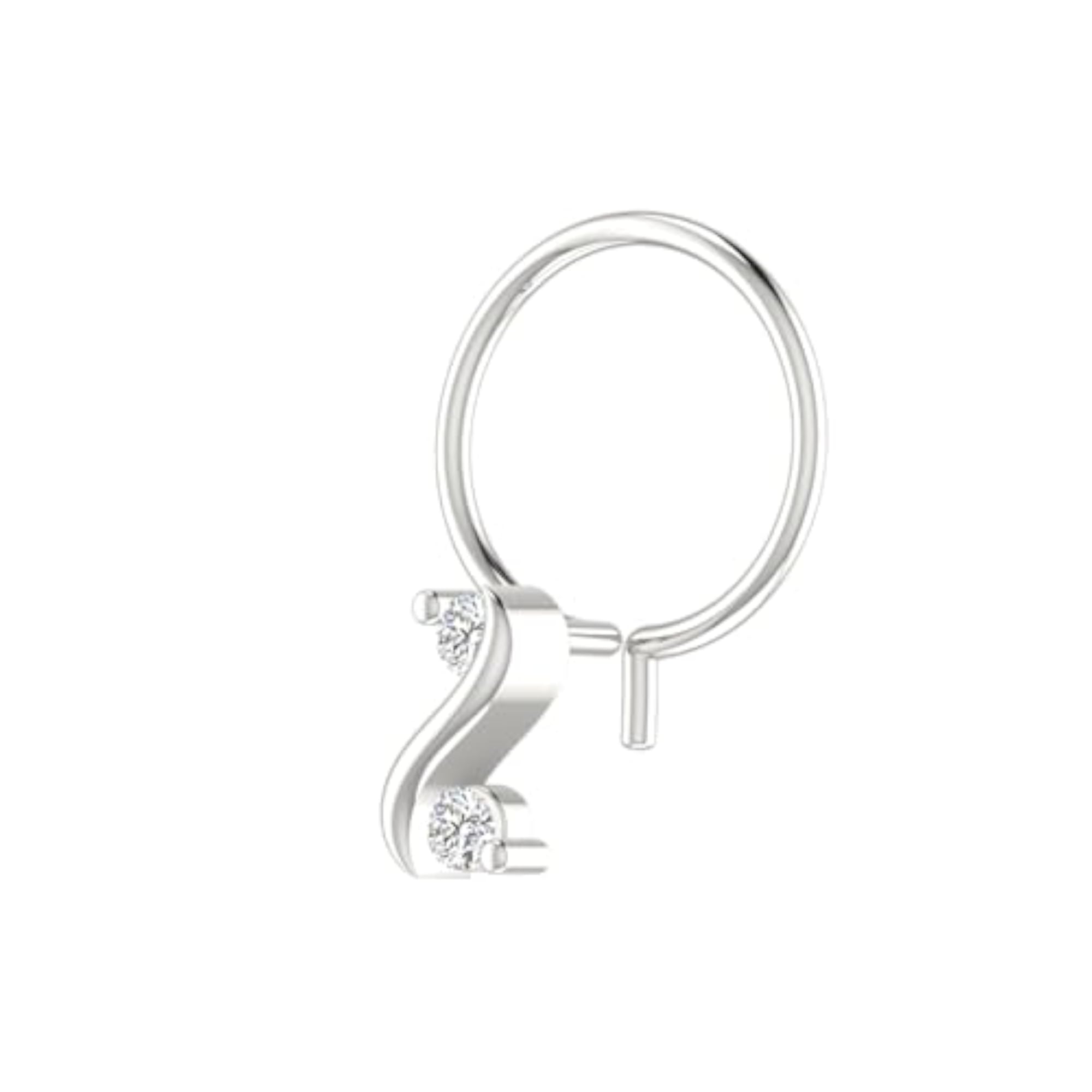 9K BIS Hallmarked White Gold Stud Nosering
