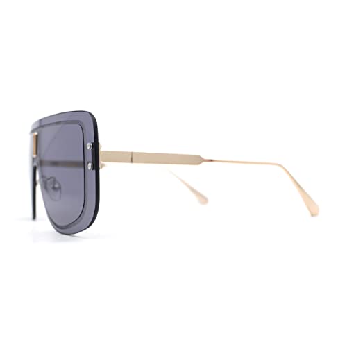 SA106 Full Rimless Flat Top Shield Mobster Sunglasses3