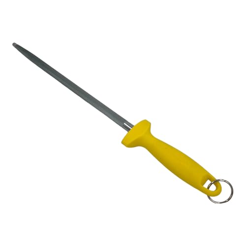 Chabrias Ltd Professional Sharpening Steel, 12 (300mm) - Premium Carbon Steel Honing Rod with Ergonomic Non-Slip Handle Knife Sharpener (Yellow)