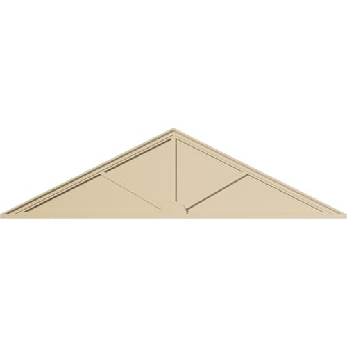 86"W x 22-1/2"H x 2"P (Pitch 6/12) Peaked Cap 3 Spoke Signature Urethane Pediment, Primed Tan
