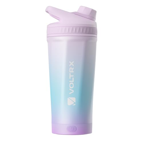 Image of VOLTRX ChillMix Shaker Bottle Insulated Stainless Steel - USB C Rechargeable Electric Protein Shake Mixer, Shaker Cups for Protein Shakes and Meal Replacement, Aurora Fade, 16 oz