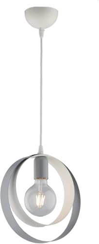 LEOLUX Cerchio Grigio – Lampadario a Sospensione da Interno – Design con Fasce Aperte Anti-Dispersione – Attacco E27 – Diametro 30 cm – Illuminazione Moderna (Grigio)