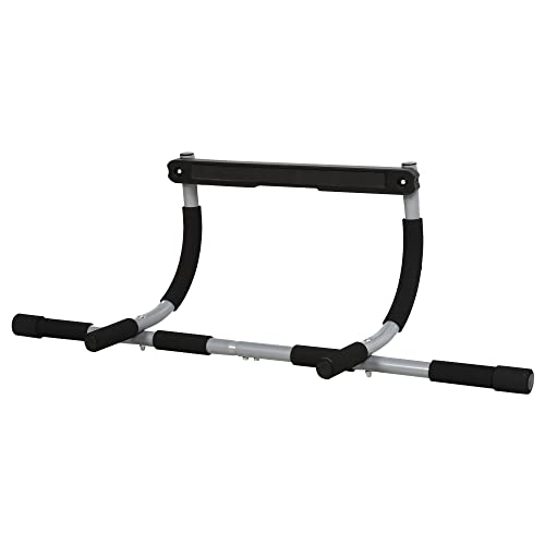 HOMCOM Barre de Traction - Barre de Porte - Pull up Bar - Barre d'étirement Musculation pour Cadres de Porte - Acier Gris