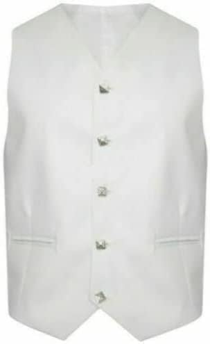 New Man's White Scottish Prince Charlie Kilt Jacket (Wool, White, 42)3