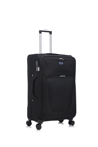 Aerostar Large 29” Lightweight Softshell Expandable Suitcase, Integrated Combination Lock, 4 Wheels Check in Luggage for 23kg (Black, 112 litres)