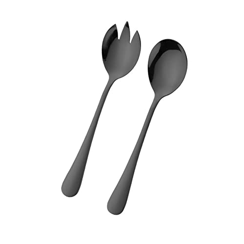 Arfuka Salad Servers Salad Spoons And Fork Set Stainless Steel Serving Utensils For Salad Gravies Or Pasta Rose Black #TOP6