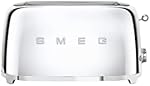 Smeg 50's Style Retro Aesthetic 4 Slice Toaster 6 Presets with 2 Extra Wide Slots, Stainless Steel, TSF02SSUS