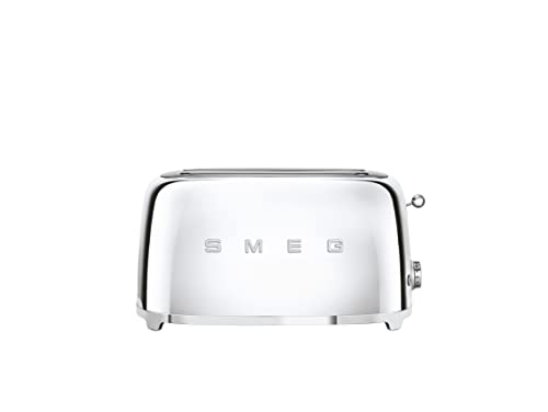 Smeg 50's Style Retro Aesthetic 4 Slice Toaster 6 Presets with 2 Extra Wide Slots, Stainless Steel, TSF02SSUS by Smeg - Used condition - CA$168.09